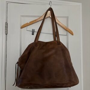 Free People Rich Brown Leather Tote